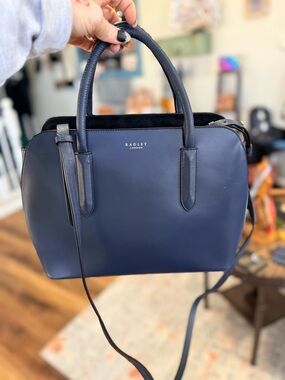 RADLEY LONDON Navy Leather Satchel with Detachable Strap